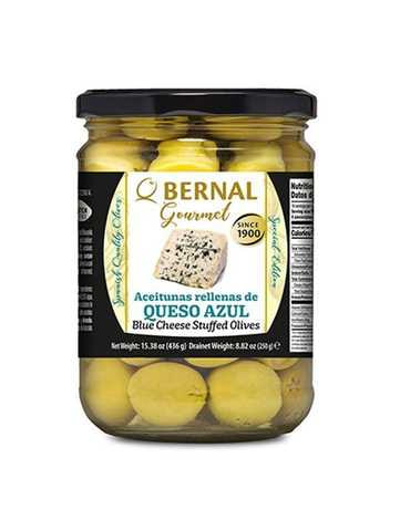 Оливки Bernal Gourmet фаршировані блакитним сиром 436 г,(суха вага 250 г) 12 шт/ящ