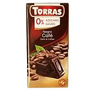 568 шоколад Torras чорний з кавою без цукру 75 г, 12 шт/ящ, шт