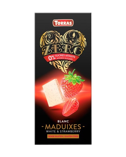 63 шоколад Torras Zero білий з полуницею без цукру 125 г, 12 шт/ящ, шт